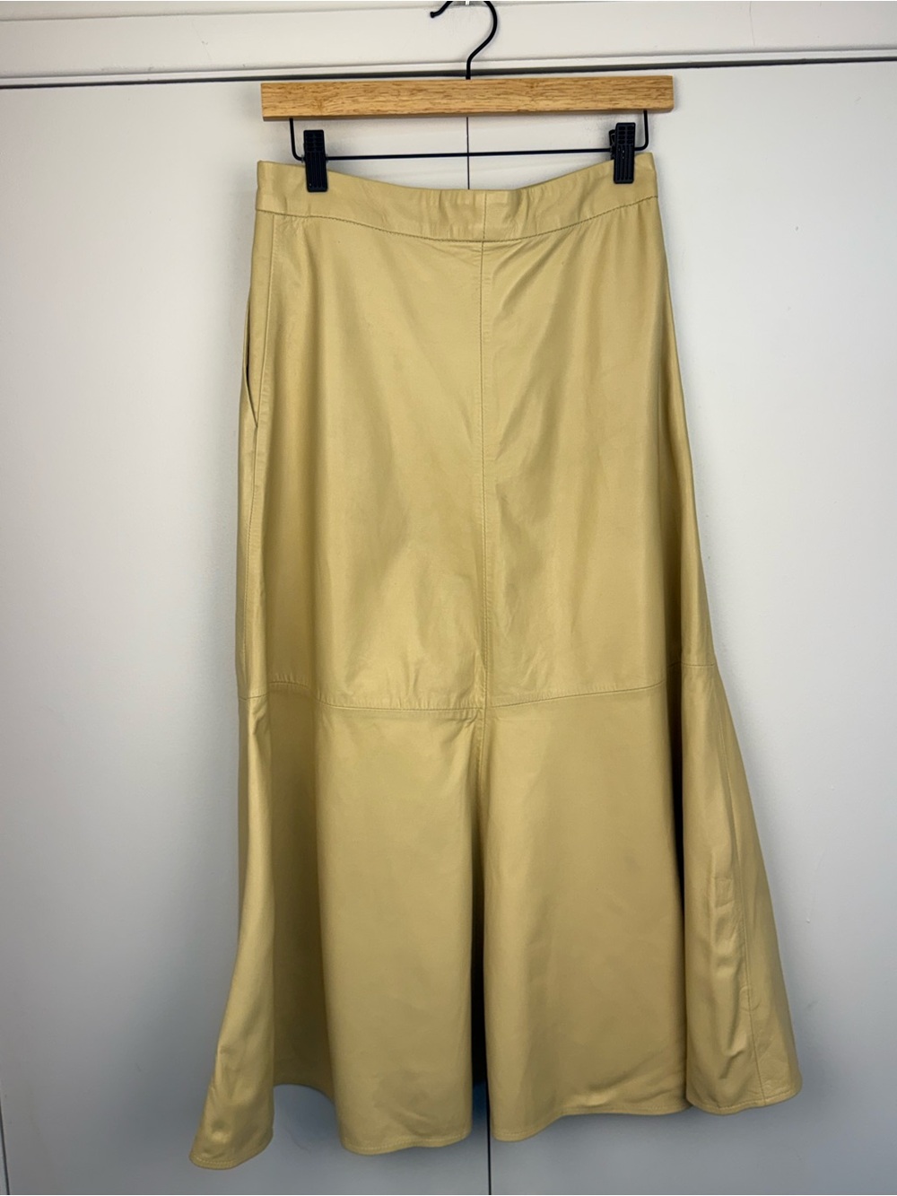 ZARA Limited Edition Leather Midi Skirt Light Tan XS - Picture 2 of 5